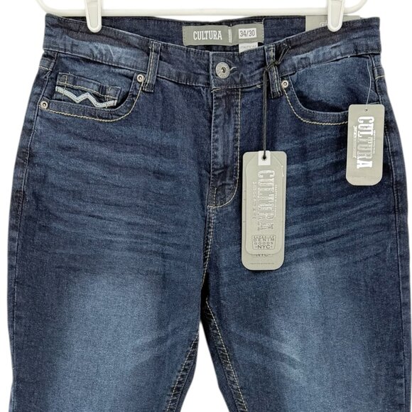 NWDEFECT Cultura Men's Athletic Fit Natural Flex Stretch Blue Denim Jeans 34x30 - Picture 3 of 12